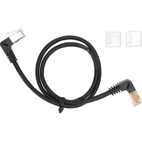 Câble Ethernet Cat8 26AWG renforcé 40Gbps 2000MHz S/FTP cordon réseau LAN avec connecteur RJ45 coudé plaqué or 50cm (1/5)