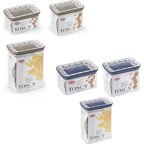 3 Barattoli per conservare alimenti spezie sale zucchero caffe'da cucina camper campeggio ristorante rettangolari blu o tortora - colorigenerali: BLU (1/5)