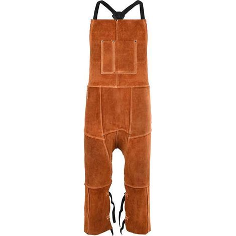 Tablier de soudure en cuir vachette résistant à la chaleur – Extra long 107 cm – 3 poches outils – Couture fil Kevlar pour protection (1/5)