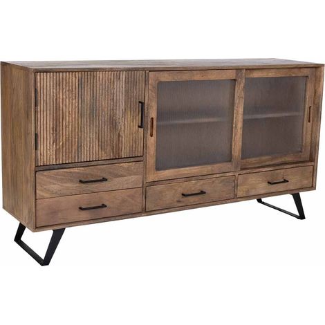 Aparador de madera artesanal marrón 160x40x84h cm (1/5)