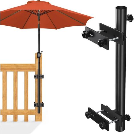 Support de parasol robuste et réglable pour terrasse, se fixe à une rambarde, un balcon, un bateau ou un hayon. (1/5)