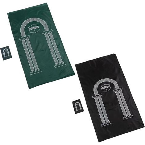Gebetsteppich – 2-teilig – Polyester – faltbar und wasserabweisend – ideal für Reisen und den täglichen Gebrauch – 100 x 55 cm, Schwarz/Grün (1/5)