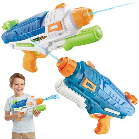 Pistolet à Eau Puissant pour Enfant & Adulte – Lot de 2 Pistolets à Eau Manuels Grande Capacité 600ML par Pistolet Eau Portée Maximale 11m Pistolets et Fusils à Eau pour Été Piscine Plage
