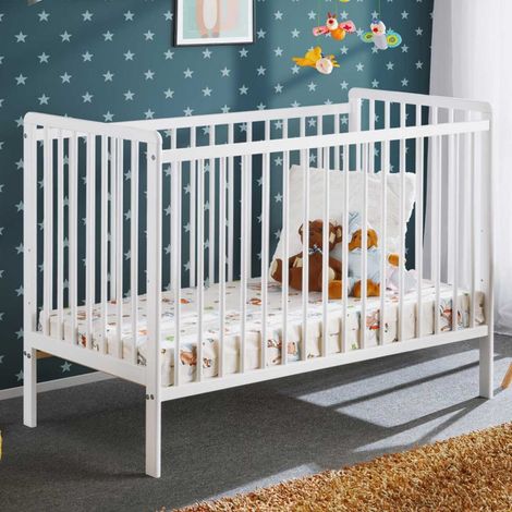 Lit Bébé & Matelas "Cypi" 60x120cm Blanc (1/4)