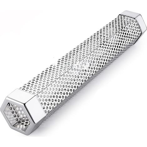 31 cm langes Edelstahl-Rauchrohr – Raucherzeuger für Gas-, Holzkohle- und Pelletgrills, wiederverwendbares Grillzubehör für Fleisch, Fisch, Käse und Gemüse (1/5)