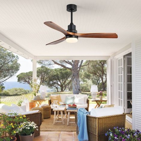 132 cm Deckenventilator mit 3 Massivholzflügeln – 3-farbige LED-Beleuchtung – Leiser, reversibler Gleichstrommotor – 6 Geschwindigkeitsstufen (1/5)