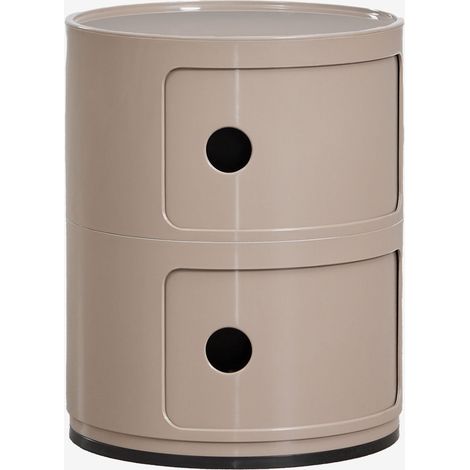 SKLUM Nachttisch Ø30 cm mit Regalen Babel Moka Braun                         2 Schubladen         