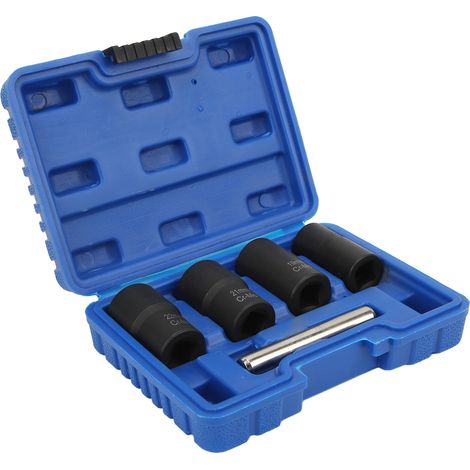 5-teiliges Schrauben- und Mutternausdreher-Set mit 1/2-Zoll-Antrieb, Schlagschrauber, 17 mm, 19 mm, 21 mm, 22 mm, für Kfz-Wartung (1/5)