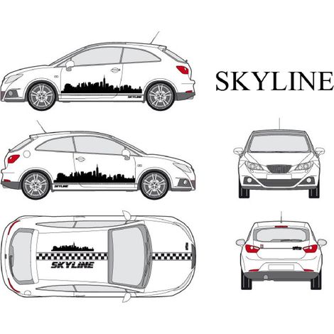 Set complet Adhesifs -SKYLINE- Noir - Taille M - PROMO ADN - Car Deco