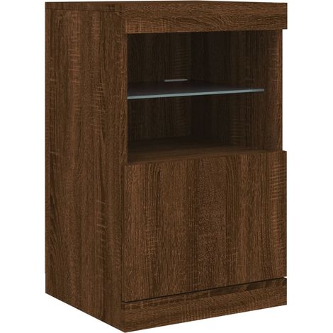 Aparador cómoda cómoda armario mueble organizador cocina salón salón con luces LED 41 x 37 x 67 cm marrón 020029924
