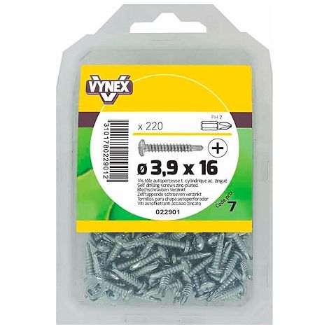 Vis tôle autoperceuse tête cylindrique cruci acier zingué Ø 3,9 x L 16 mm - Paquet de 220 - Maxiburo (1/2)