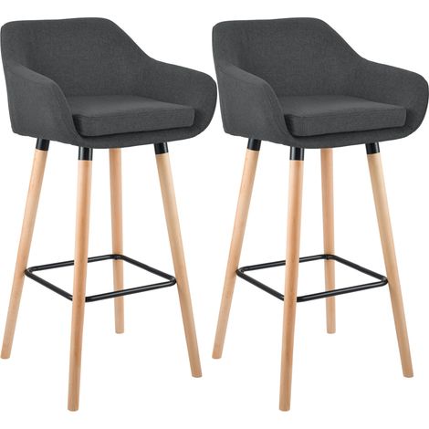 Set di 2 sgabelli da bar Grant in tessuto grigio scuro