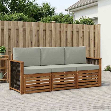 vidaXL Ensembles de canapés avec coussin 3 pcs Bois d'Acacia Massif (1/5)