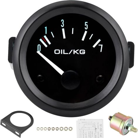 Jauge de pression d'huile universelle 12V 07kg/cm 52mm Dia Instrument de voiture avec capteur lumière LED blanche (1/5)