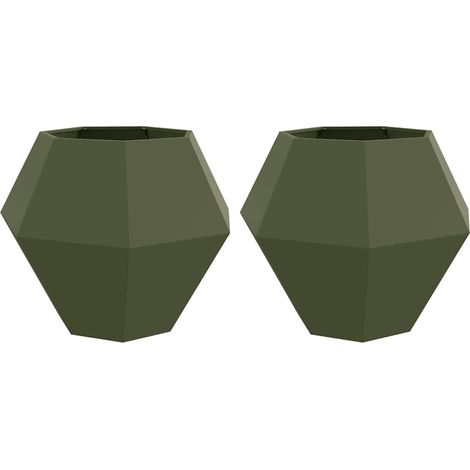Maison Exclusive - Fioriera 2 pcs Verde oliva 100 x 100 x 80 cm Acciaio