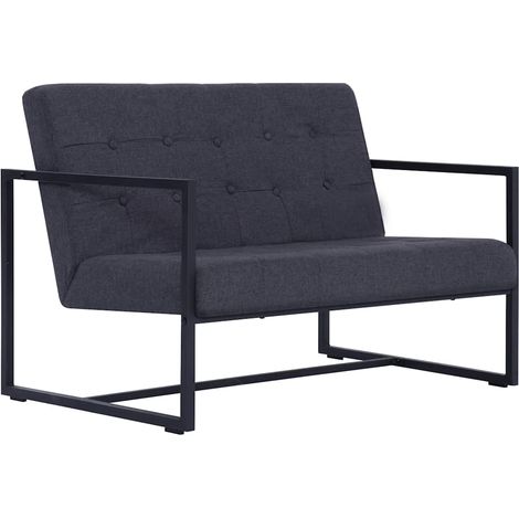 2-Sitzer Sofa mit Armlehnen Dunkelgrau Stahl und Stoff vidaXL (1/5)