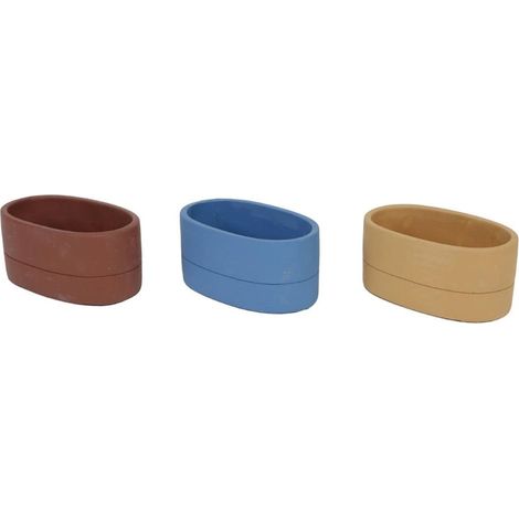 TRADE SHOP - Vaso Per Fiori Portapianta In Cemento Fioriera Ovale In 3 Colori Decorativo 210614 -