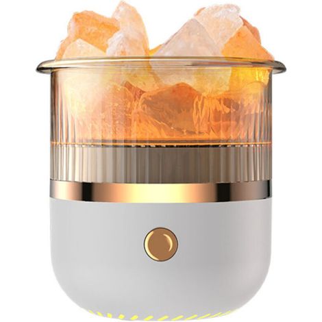 Humidificateur en cristal de sel diffuseur d'huiles essentielles USB avec lumière LED Petit humidificateur d'air portable pour la maison et le bureau (blanc) (1/4)