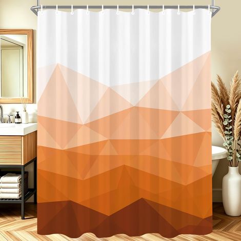 Rideau de douche 120x200 cm, motif géométrique d'automne, déperlant, anti-moisissure, avec ourlet lesté, lavable - Polyester avec 12 œillets et anneaux de rideau pour salle de bain, baignoire (1/5)