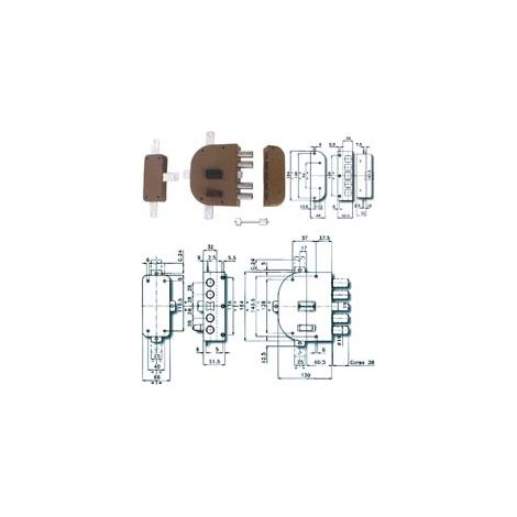 SERRATURA QUINTUPLICE DA APPLICARE CON SCROCCO DOPPIA MAPPA 2350  mm.60 DX (235001)    CR