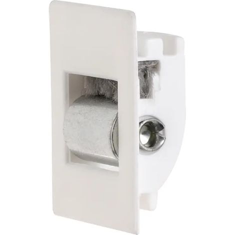 Guía cinta persiana cajón compacto PVC blanco 20mm rodillos metálicos (1/2)