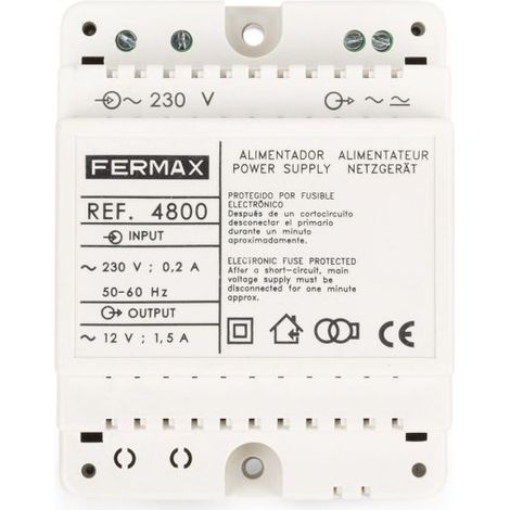 Alimentador 12VCA/1,5A DIN4. FERMAX 4800 (1/2)
