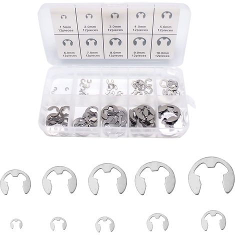 Coffret 120 Circlips E-Clip En Acier Inoxydable Inclure M1.5 à M10 Ensemble (1/5)