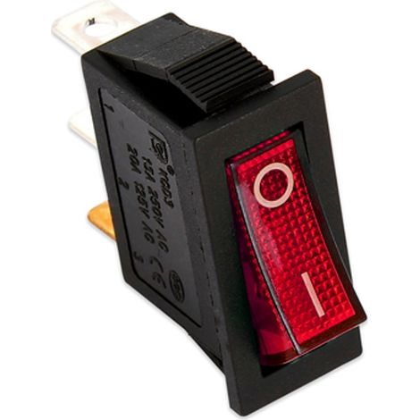 INTERRUTTORE UNIPOLARE 3 CONTATTI LUMINOSO ROSSO 0-1 11X30mm UNIVERSALE VARI USI