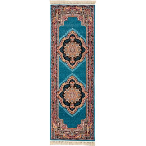 Tapis persan Abram - 400x100cm, Rectangular - 100% Acrylique - Tissé - Bleu (1/5)