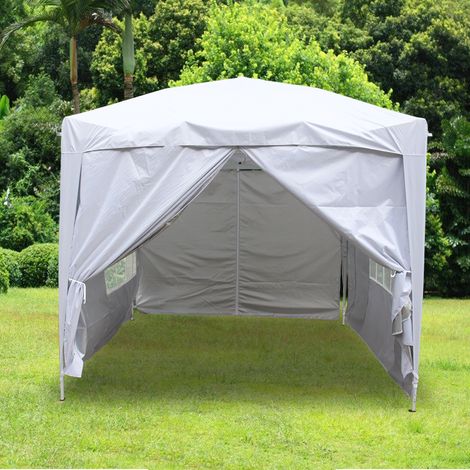 Greenbay Garden Pop Up Gazebo Party Tent Canopy With 4 Sidewalls and Carrying Bag White 2.5x2.5M (1/5)
