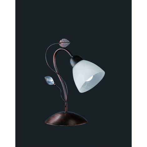 Lampada Da Tavolo 1xE14 Traditio Ruggine Coppa Vetro Bianco L12 cm Trio Lighting (1/2)