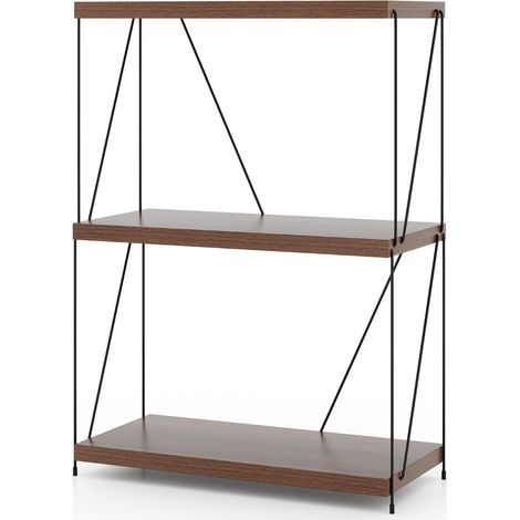 Scaffale indipendente a 3 ripiani 61 x 29,5 x 85,5 cm pratico contenitore stile industriale finitura effetto legno di noce 200019266