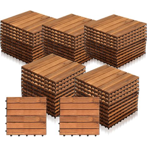 Wolketon 22STK Holzfliese Akazie 30 x 30 Klickfliesen Balkon Terrassenfliesen Holz Terrassenplatten Klicksystem Außen,wetterfest rutschfest