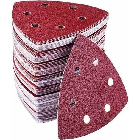 Lot de 72 triangles abrasifs delta - 6 trous - 93 x 93 x 93 mm - grains 40/60/80/120/180/240 - triangle de poncage pour ponçage et polissage
