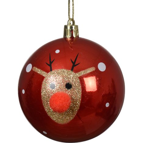 PALLINA DI NATALE CON RENNA, Ø8 CM