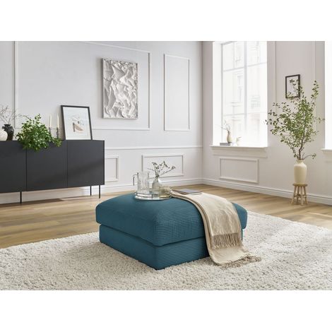 BOBOCHIC - Pouf LEONARD velours côtelé Bleu clair (1/5)