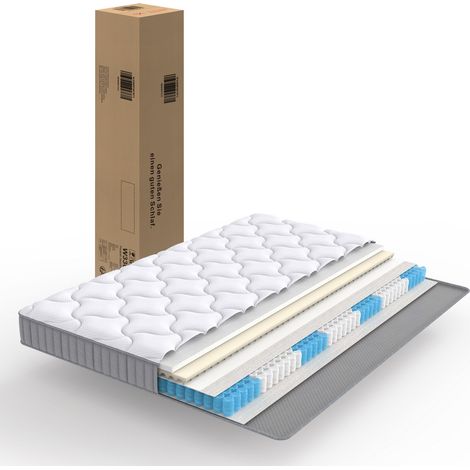 Matelas à ressorts ensachés 90x200x10 cm en mousse blanche, gain de place pour canapé-lit FloraGrace (1/5)