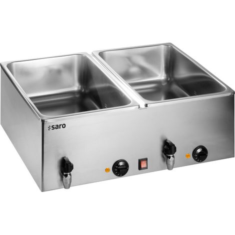 Bain-marie - 2xGN 1/1 - 2x1kW - 690x600x245mm - Robinet - BMH 160-2 - Saro
