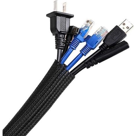 Manchon De Câble - Gaine Tressée Souple 6 M - Diamètre Réglable 12 À 20 Mm - Pour Câbles Télé / Ordinateur / USB / Audio / Vidéo - 1 Pièce (1/4)