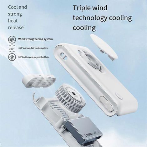Tragbarer, wiederaufladbarer Ventilator mit Gürtelclip und Nackenband, B (1/4)