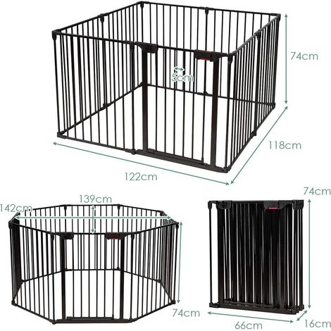 COSTWAY Barrera de Seguridad para Niños Perro Mascota Rejilla de Protección Plegable para Chimenea Escalera Puerta Negro (1/5)
