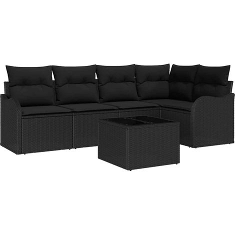 Maison Exclusive - Gartensofa-set Schwarz Poly-Rattan