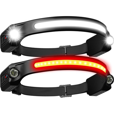 Lampe Frontale LED Ultra Puissante 2PCS à Lumière Rouge 2XPE et Faisceau Large 260°avec Capteur de Mouvement 8 Modes IPX5 Lampe Frontale étanche pour Adultes et Enfants Camping,Pêche et Course à Pied