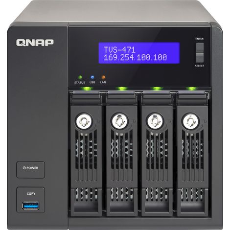 QNAP TVS-471 NAS 4-bay Intel Core i3 4GB RAM Nero - Archiviazione di rete (1/4)