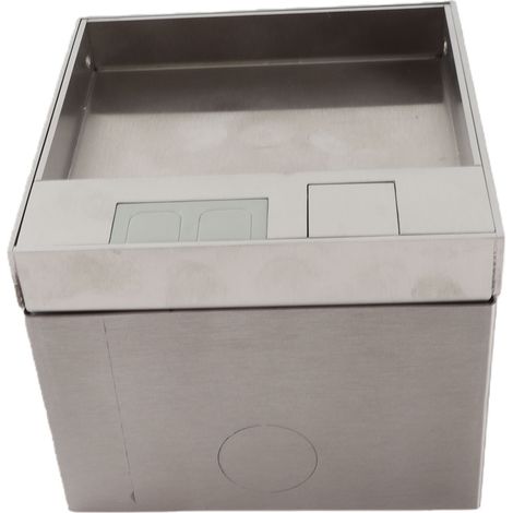 Prise de courant encastrée au sol en acier inoxydable et polycarbonate, élégante et étanche. (1/5)