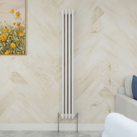 SKY Bathroom 1500x200mm 3 Column Radiator Vertical White Traditional Column Radiator