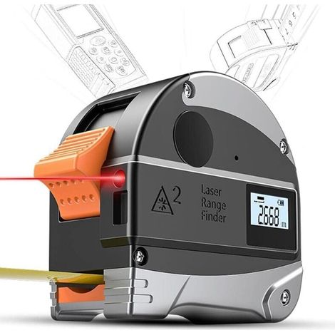 Digitales Maßband, 2-in-1-Laser-Maßband, 40-m-Laser-Maßband mit 5-m-Digitalentfernungsmesser, wiederaufladbares und wasserdichtes Laser-Maßband-Messgerät mit XXW (1/4)