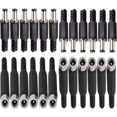 12 Stück DC-Einbausteckverbinder 2,1 mm x 5,5 mm / 2,5 mm x 5,5 mm, 12 Buchsenstecker 5,5 mm x 2,5 mm / 2,1 mm x 5,5 mm (1/3)