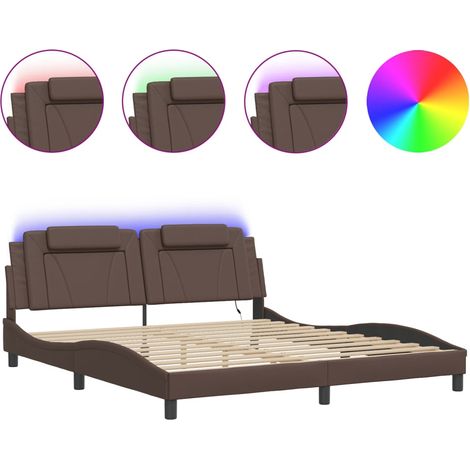Maison Exclusive - Cadre de lit Viana avec LED sans matelas gris 180x200 cm (1/5)