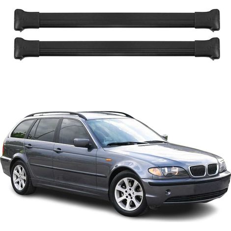 OMAC Barres de toit en aluminium pour BMW Série 3 E46 Break 1999-2007 – Charge max 75 kg – 2 barres Noir (1/5)